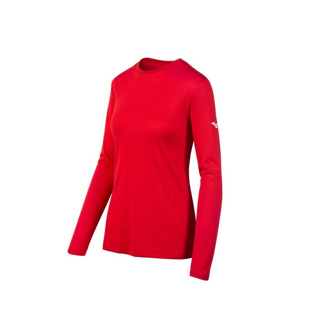 Damske Tričko Mizuno Long Sleeve Červené Vypredaj PERC89730